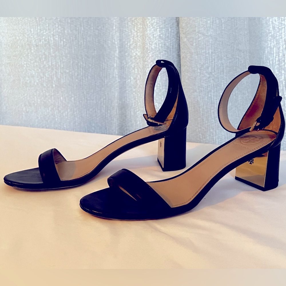 Tory Burch Black Fancy Low Heel Strappy Sandals